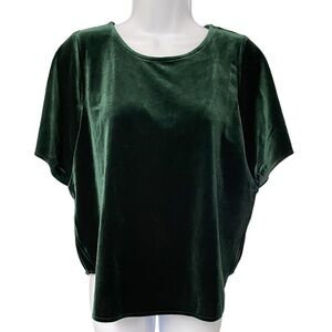 Madewell Forest Green Velvet Butterfly Sleeve Crop Top Size Small
